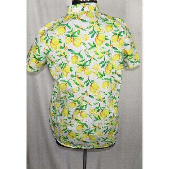 Woman Within Lemon Print Button Up Collared Top Plus Size 14-16 - Picture 12 of 13